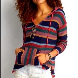 American Eagle Striped Hoodie Sweater